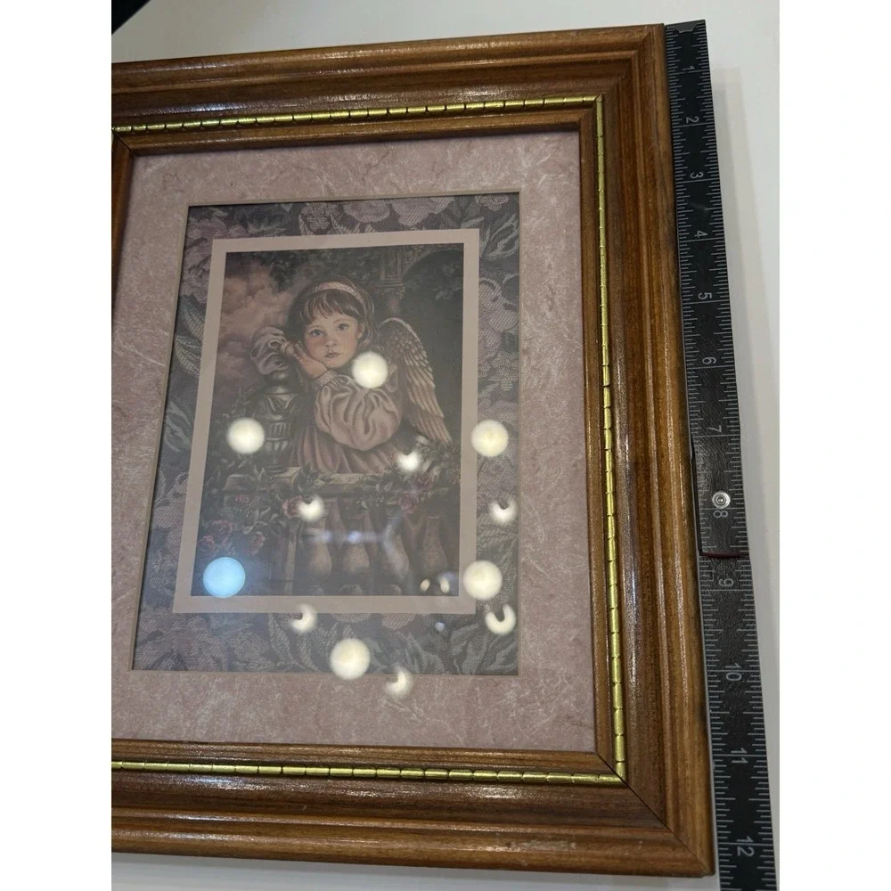 Vtg Home Interiors Angel Unaware Framed Print Donna Richardson Floral Matting